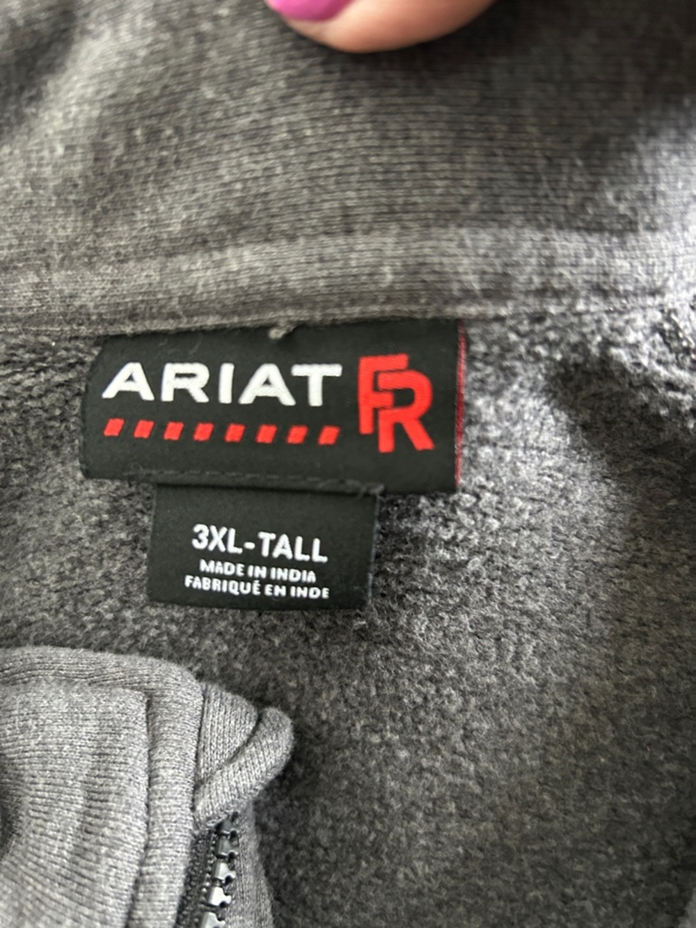 Ariat FR 1/4 Zip Gray Fleece Jacket 3XL - Picture 5 of 5